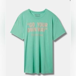 Torrid Fleetwood Mac Relaxed Fit Cotton Boxy Tunic Tee Turquoise Teal Size 00